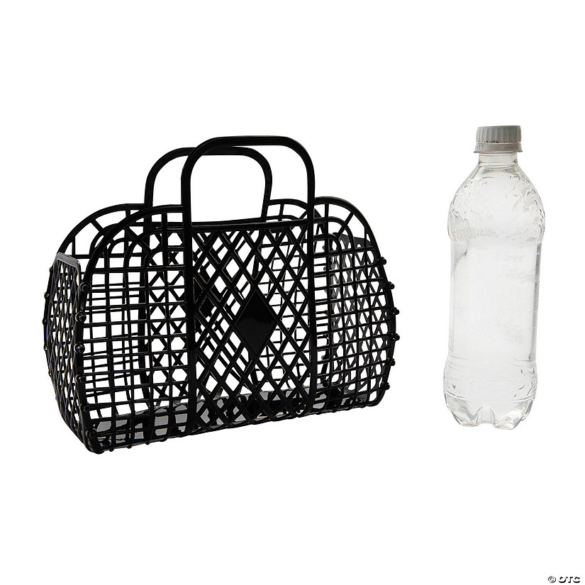 9 3/4" x 4" x 8 1/2" Medium Black Plastic Jelly Tote Bags - 6 Pc. Image
