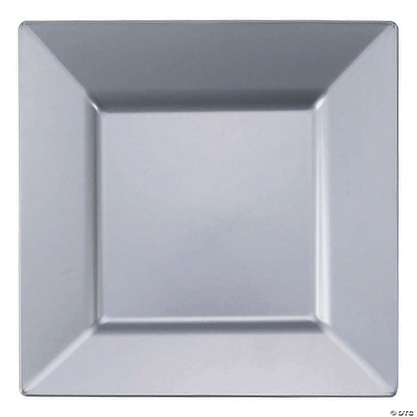 9.5" Silver Square Plastic Dinner Plates (40 Plates) Image