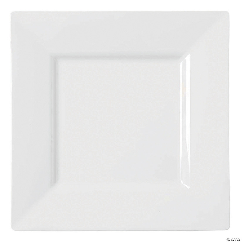 9.5" White Square Plastic Dinner Plates (40 Plates) Image