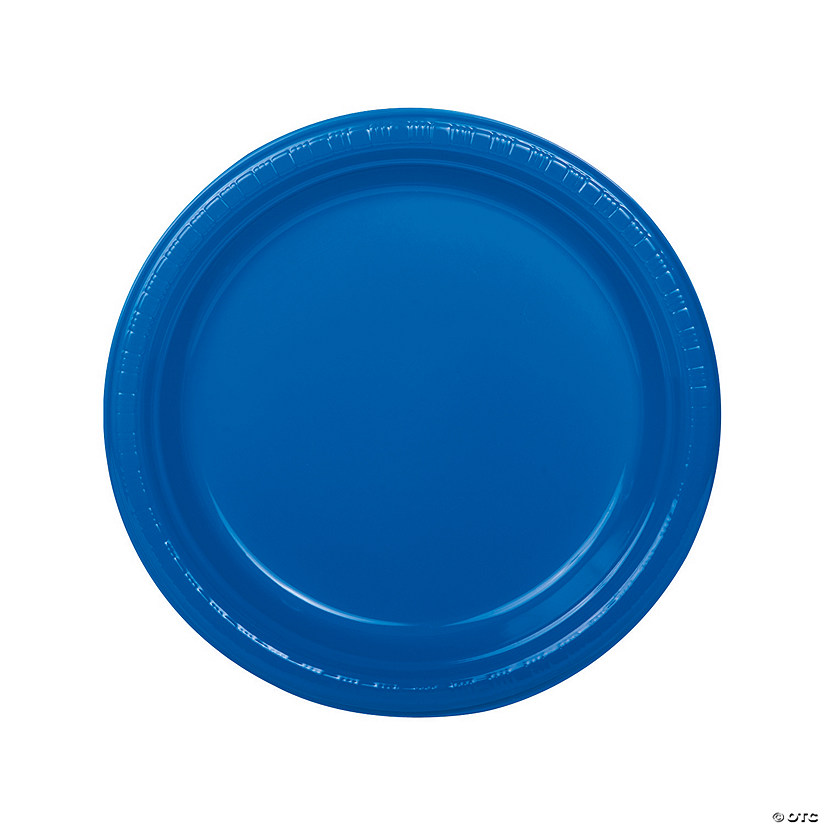 9" Blue Disposable Plastic Dinner Plates - 20 Ct. Image