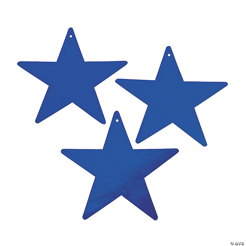 9" Blue Metallic Stars - 12 Pc. Image
