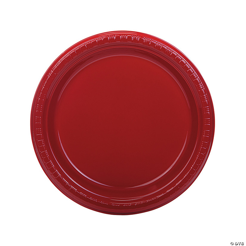 9 Bulk Red Plastic Dinner Plates 50 Ct~13746746