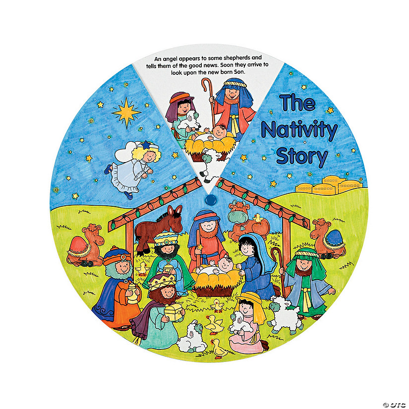 9" Color Your Own Paper Nativity Timeline Wheels - 12 Pc. Image