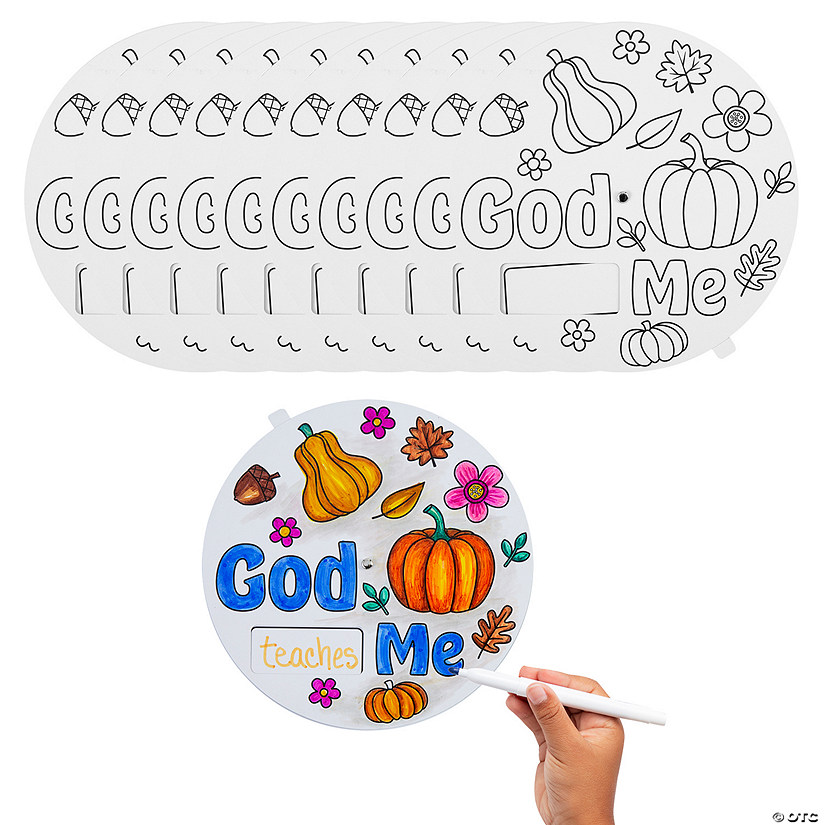 9" Color Your Own Religious Fall God Loves Me Cardstock Wheels &#8211; 12 Pc. Image