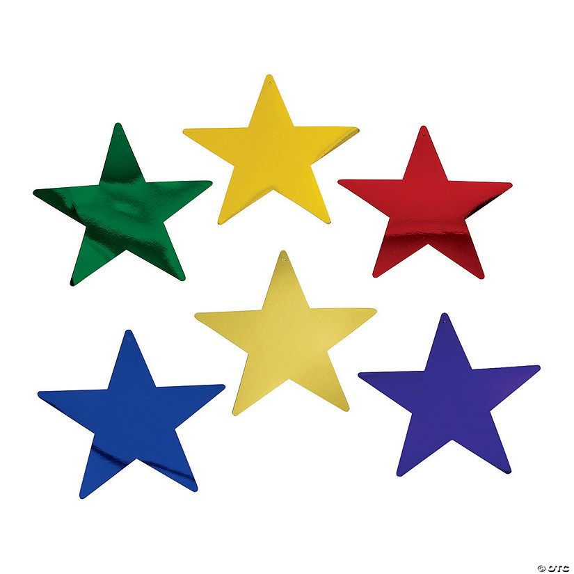 9" Colorful Metallic Stars - 12 Pc. Image