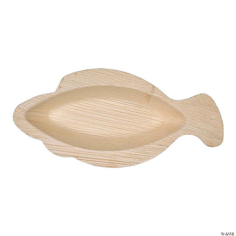 9" Fish Natural Palm Leaf Eco-Friendly Disposable Trays (100 Trays) Image