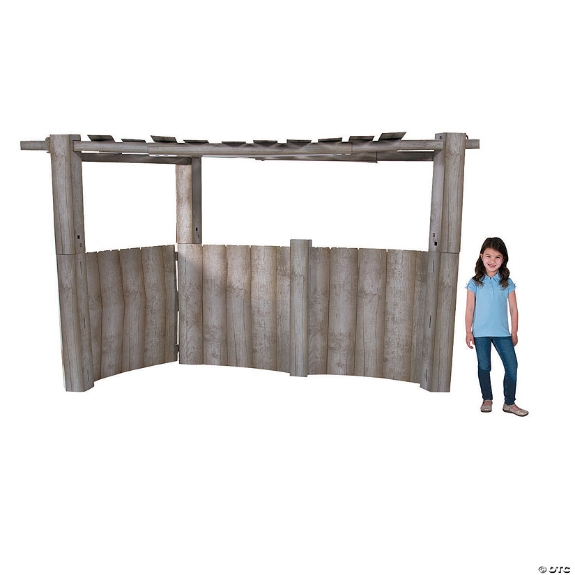 9 Ft. 6" x 5 Ft. 6" 3D Nativity Stable Grey Cardboard Stand-Up Image