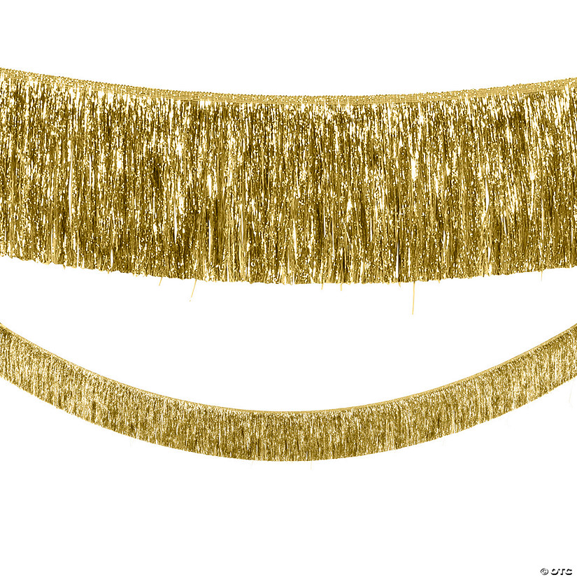 9 Ft. Gold Ready-to-Hang Metallic Tinsel Fringe Garland Image