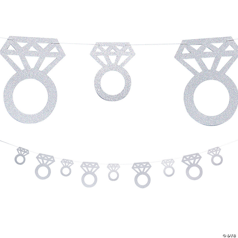 9 Ft. Iridescent Silver Glitter Diamond Ring Garland Image