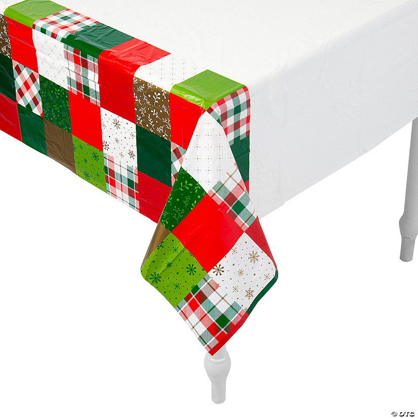 9 Ft. Patchwork Quilt Rectangle Disposable Plastic Tablecloth Image