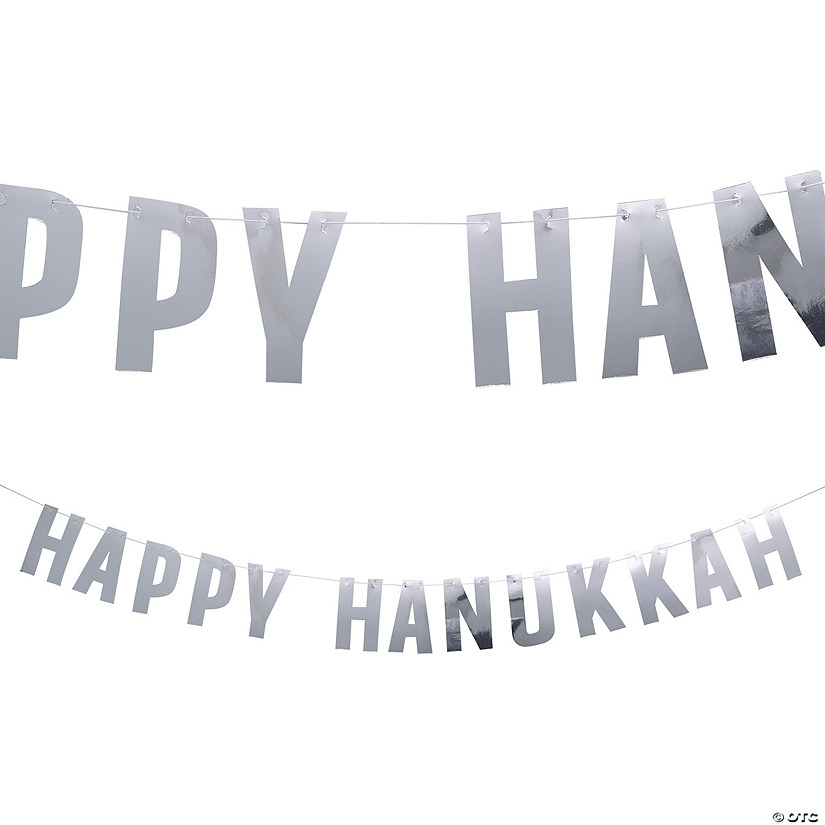 9 Ft. Silver Foil Happy Hanukkah Garland Image