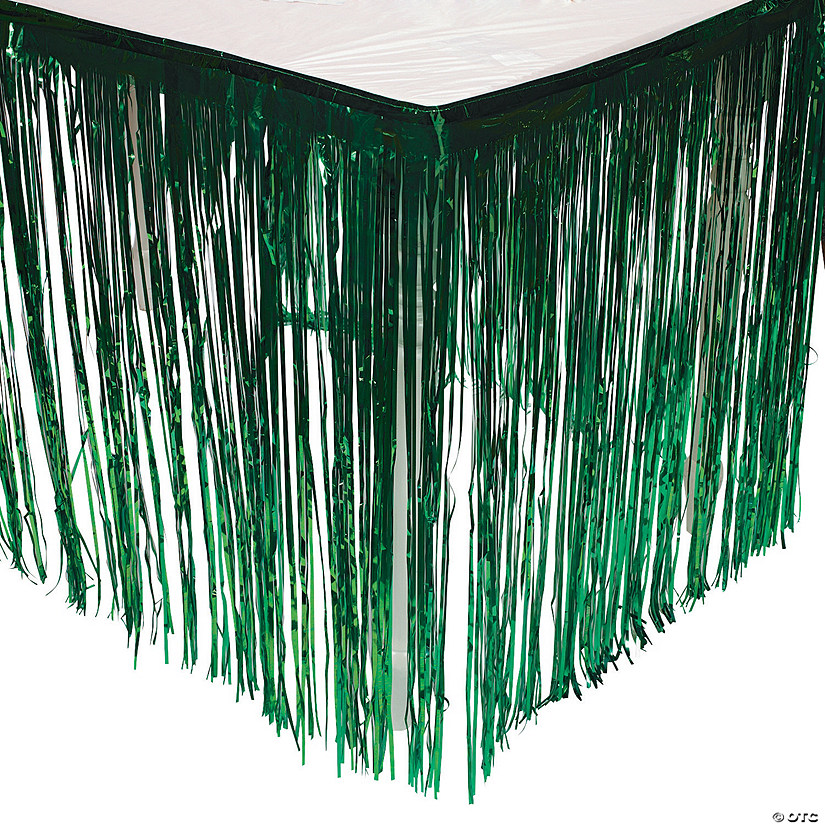 9 ft. x 29" Green Metallic Fringe Plastic Table Skirt Image