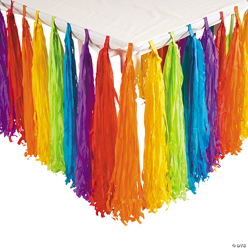 9 Ft. x 29" Rainbow Party Bright Colors Fringe Strips Table Skirt Image