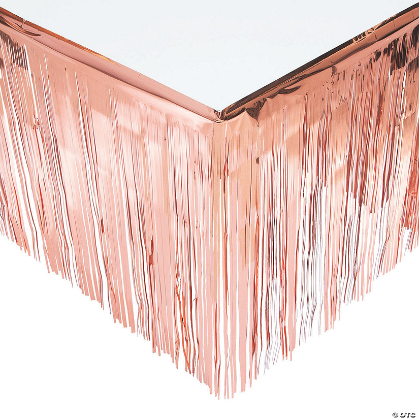 9 ft. x 29" Rose Gold Metallic Fringe Plastic Table Skirt Image