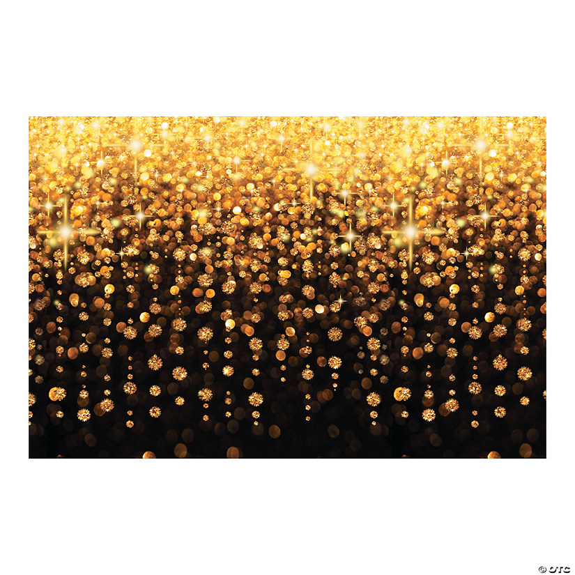 9 Ft. x 6 Ft. Celebration Lights Black & Gold Plastic Backdrop - 3 Pc. Image