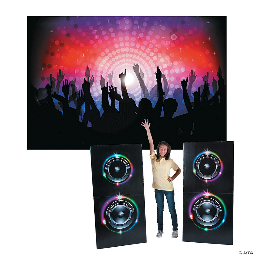 9 ft. x 6 ft. Dance Party Backdrop & Stand-Up Decorating Kit - 5 Pc. Image