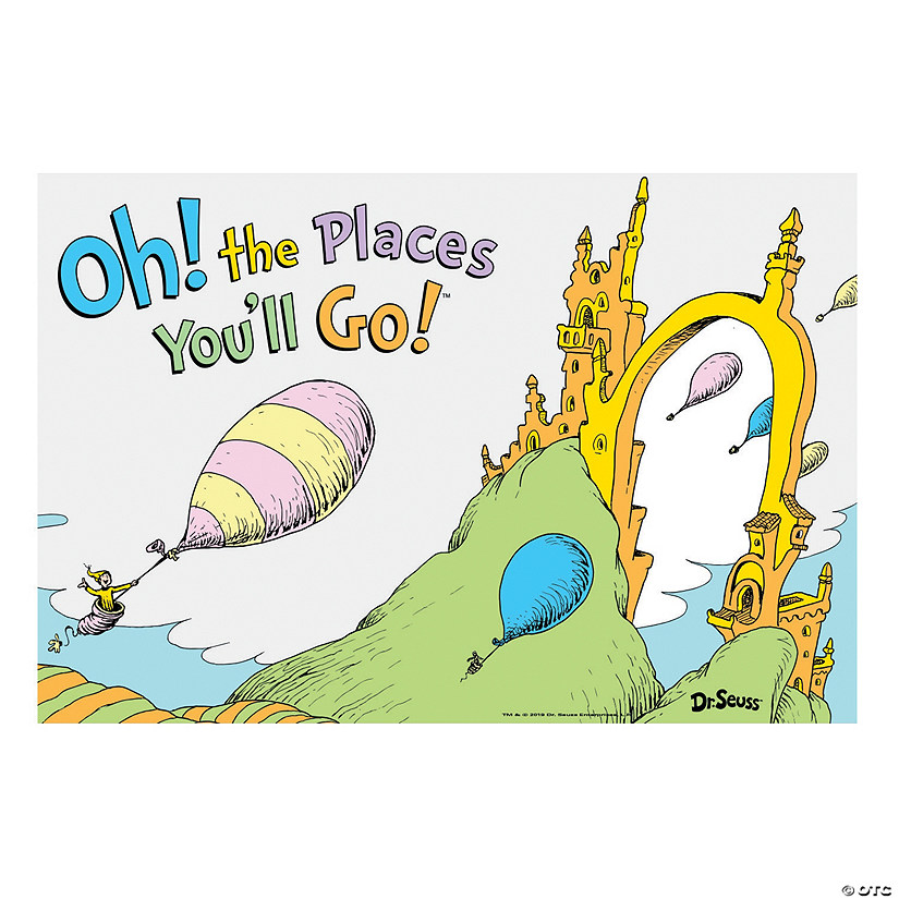 9 Ft. x 6 Ft. Dr. Seuss&#8482; Oh, the Places You&#8217;ll Go Plastic Backdrop - 3 Pc. Image