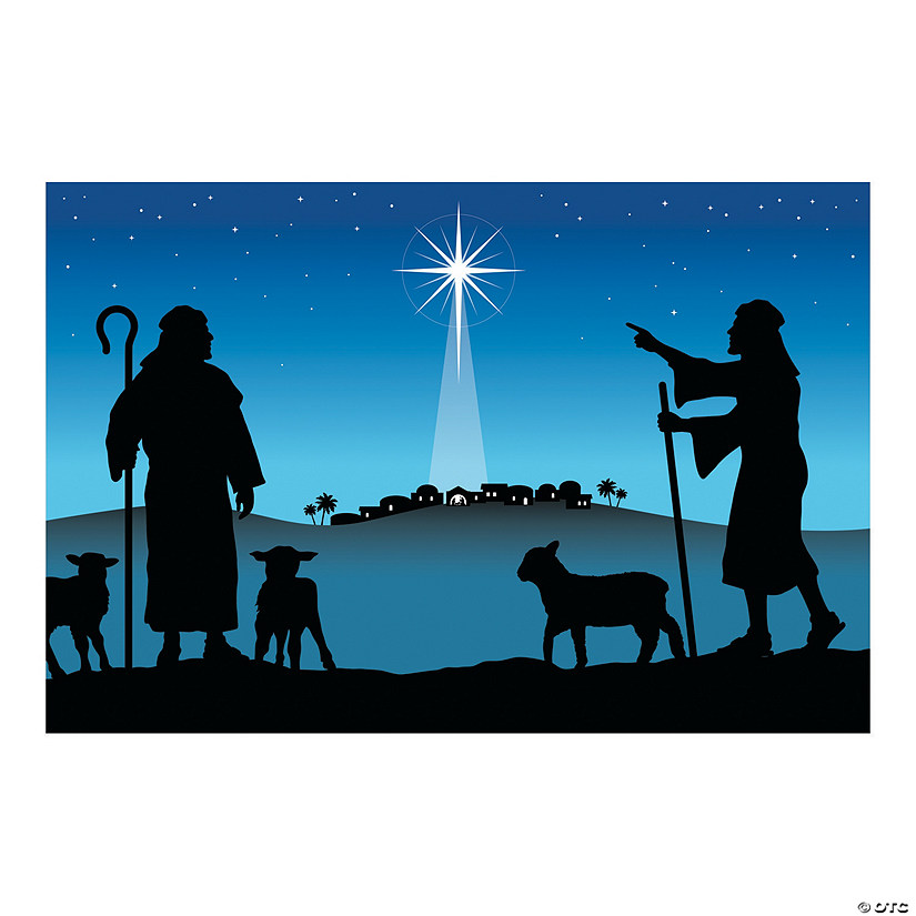 9 Ft. x 6 Ft. Star of Bethlehem & Shepherds Scene Plastic Backdrop - 3 ...