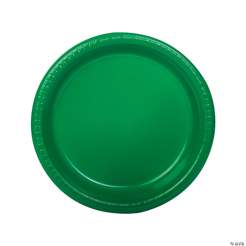 9" Green Disposable Plastic Dinner Plates - 20 Ct. Image