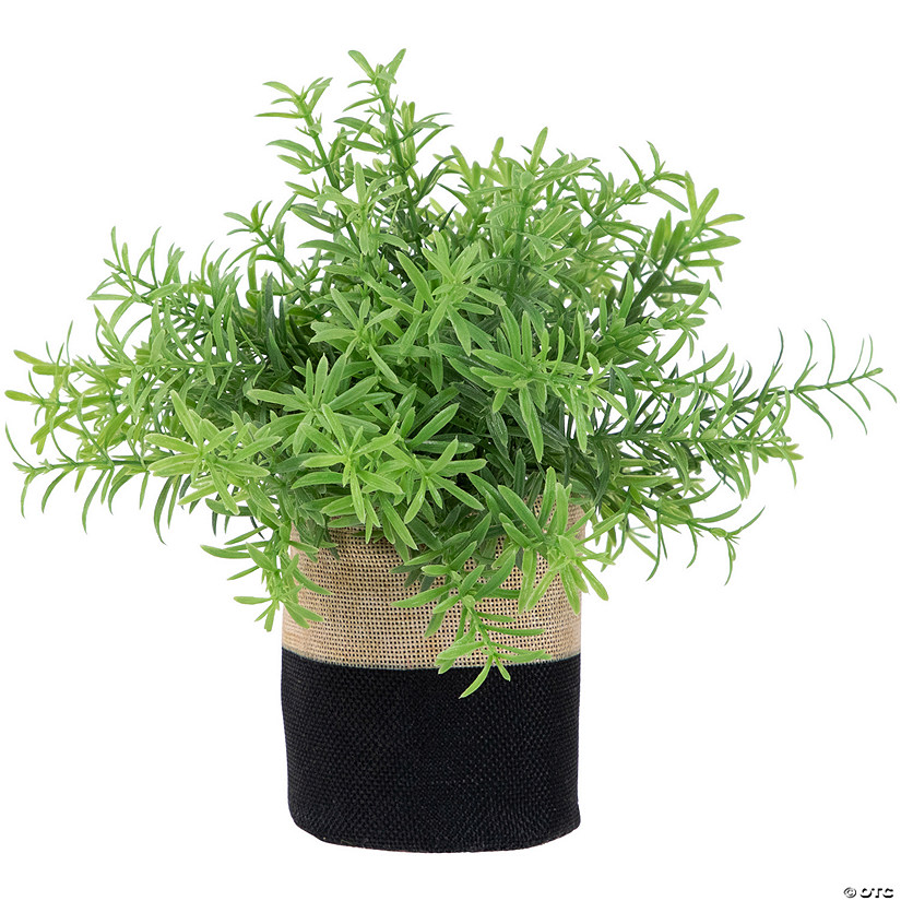 9" Green Leafy Artificial Spring Foliage in Fabric Covered Pot Image