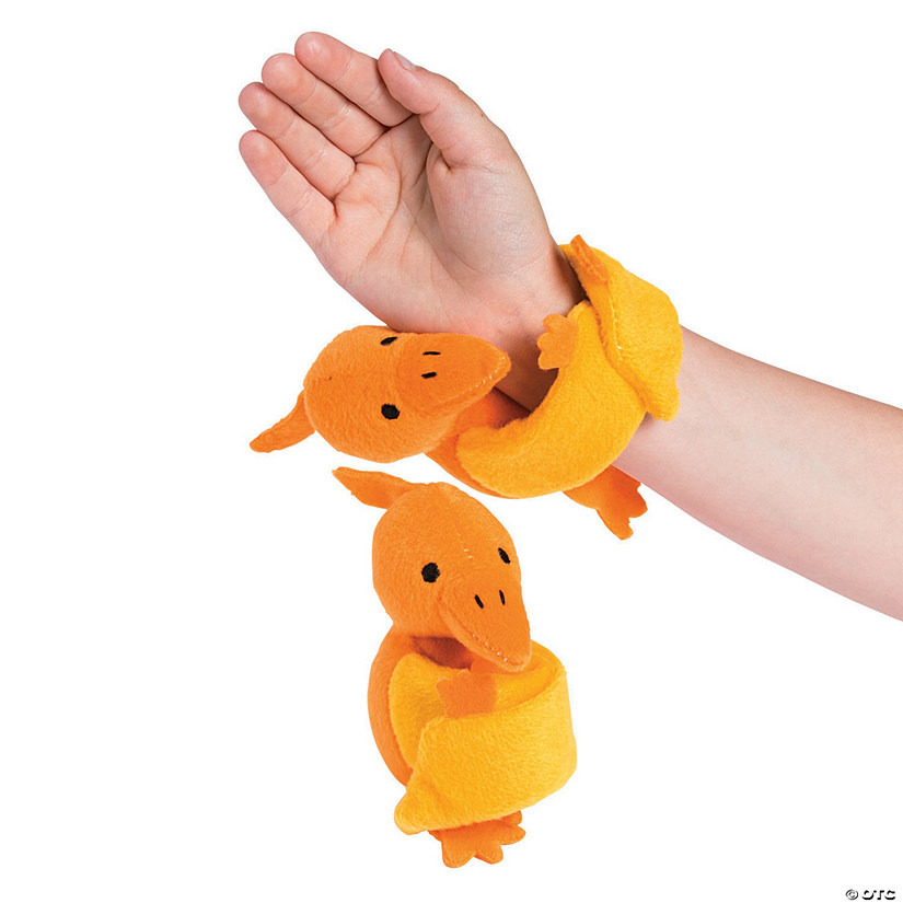 9" Hugging Stuffed Pterodactyl Orange Slap Bracelets - 12 Pc. Image