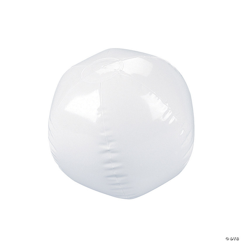 9" Inflatable DIY Medium White Vinyl Beach Ball Coloring Crafts - 12 Pc. Image