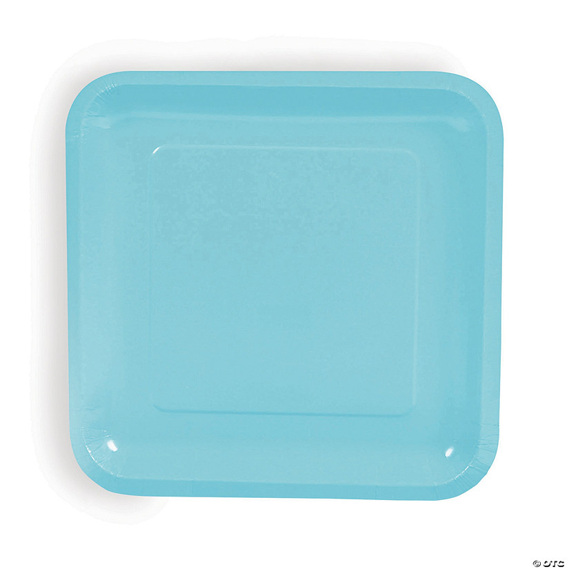 9" Light Blue Square Paper Dinner Plates - 24 Ct. Image