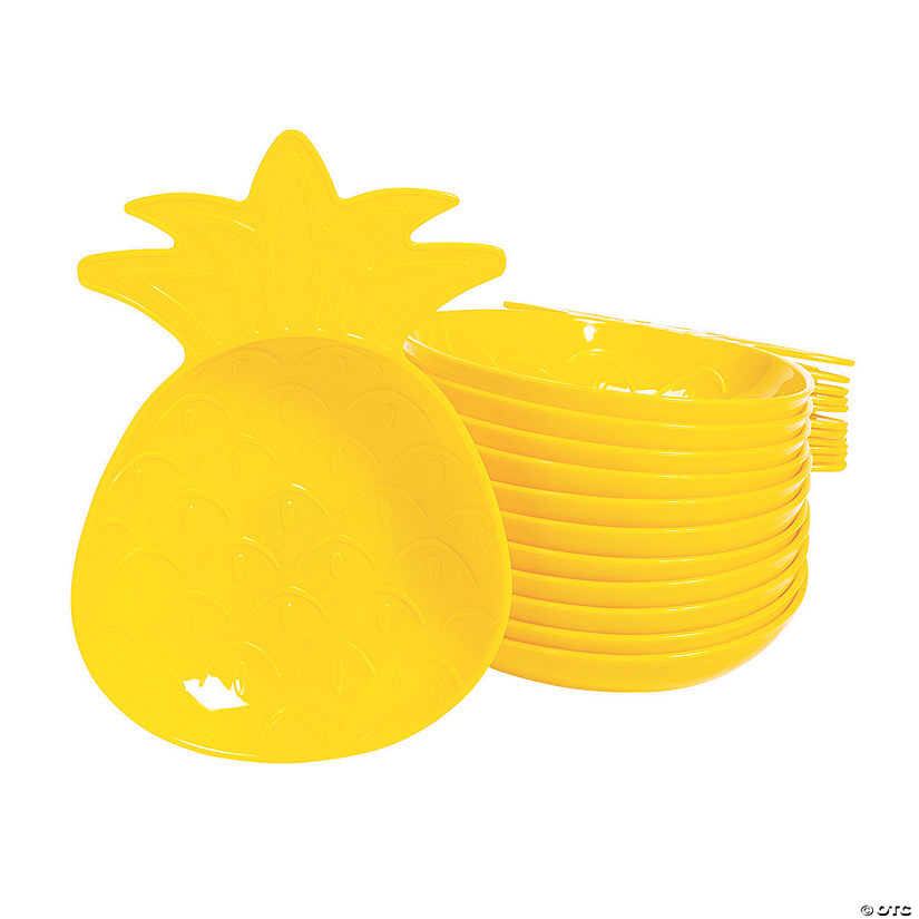 9" Luau Pineapple Plastic Bowls - 12 Ct. Image