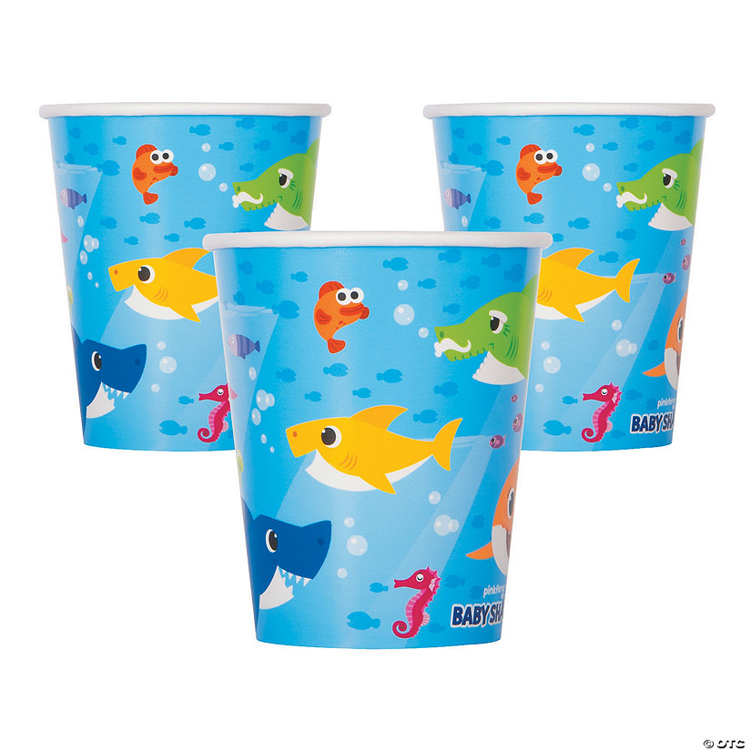 9 oz. Baby Shark, Grandpa Shark & Daddy Shark Disposable Paper Cups - 8 Ct. Image