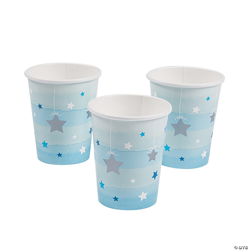 9 oz. Blue One Little Star Disposable Paper Cups - 8 Ct. Image