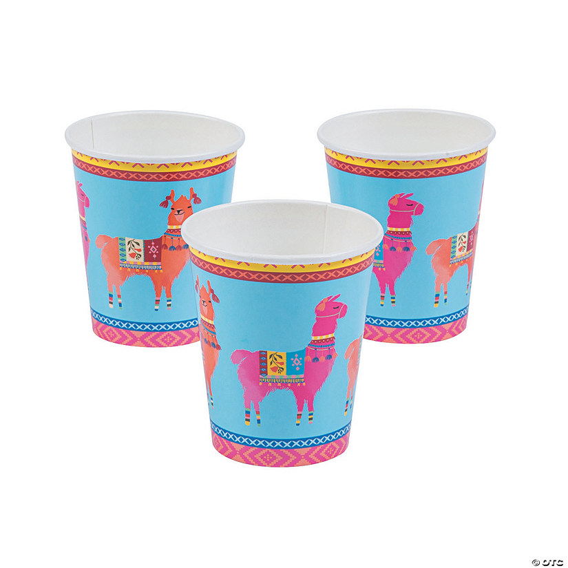 9 oz. Boho Bright Llama Disposable Paper Cups - 8 Ct. Image