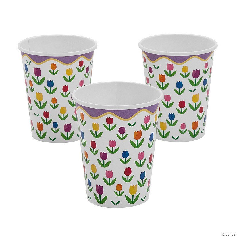 9 oz. Bright Mother&#8217;s Day Colored Roses Disposable Paper Cups - 8 Ct. Image