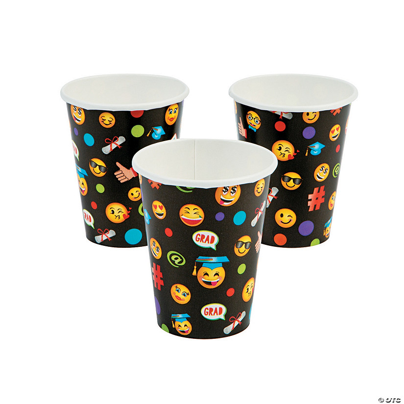 9 oz. Bulk 50 Ct. Emoji Graduation Party Disposable Paper Cups Image