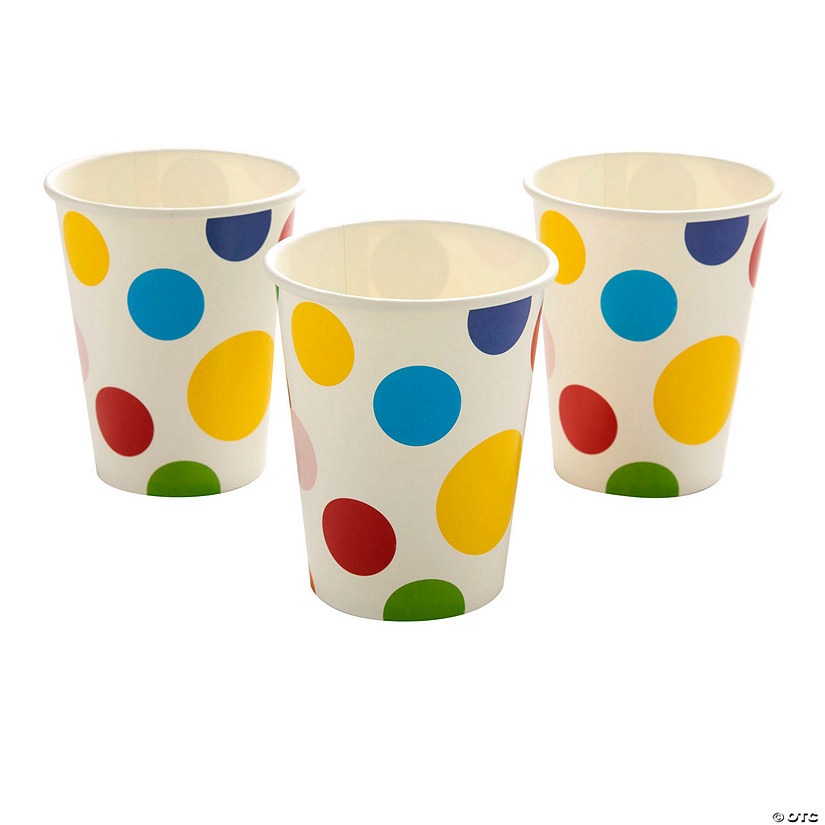 9 oz. Colorful Polka Dot Disposable Paper Cups - 8 Ct. Image