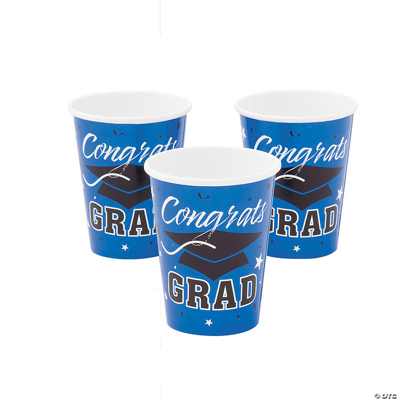 9 oz. Congrats Grad Mortarboard Solid Color Disposable Paper Cups - 25 Ct. Image