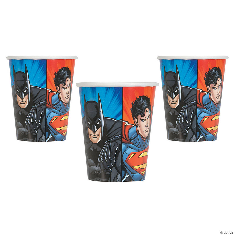 9 oz. DC Comics Justice League&#8482; Batman & Superman Disposable Paper Cups - 8 Ct. Image
