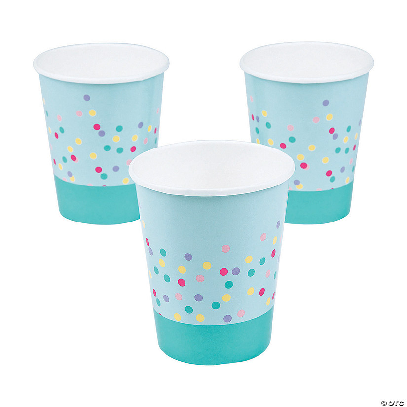 9 oz. Donut Sprinkles Rainbow Polka Dot Disposable Paper Cups - 8 Ct. Image