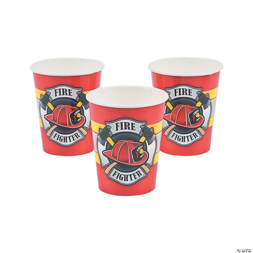 9 oz. Firefighter Helmet & Axe Disposable Paper Cups - 8 Ct. Image