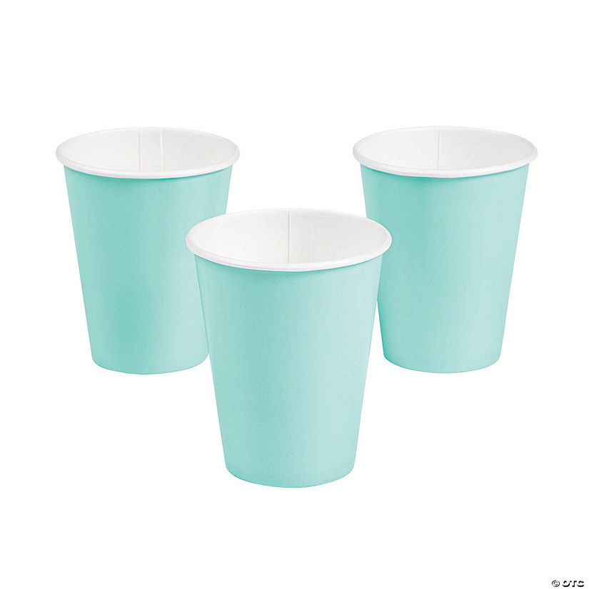 9 oz. Fresh Mint Green Disposable Paper Cups - 24 Ct. Image