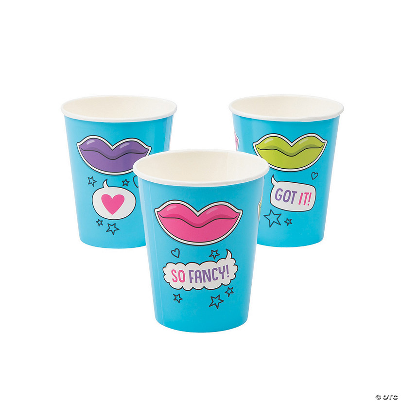 9 oz. Girl Squad Aqua Blue Party Disposable Paper Cups - 8 Ct. Image