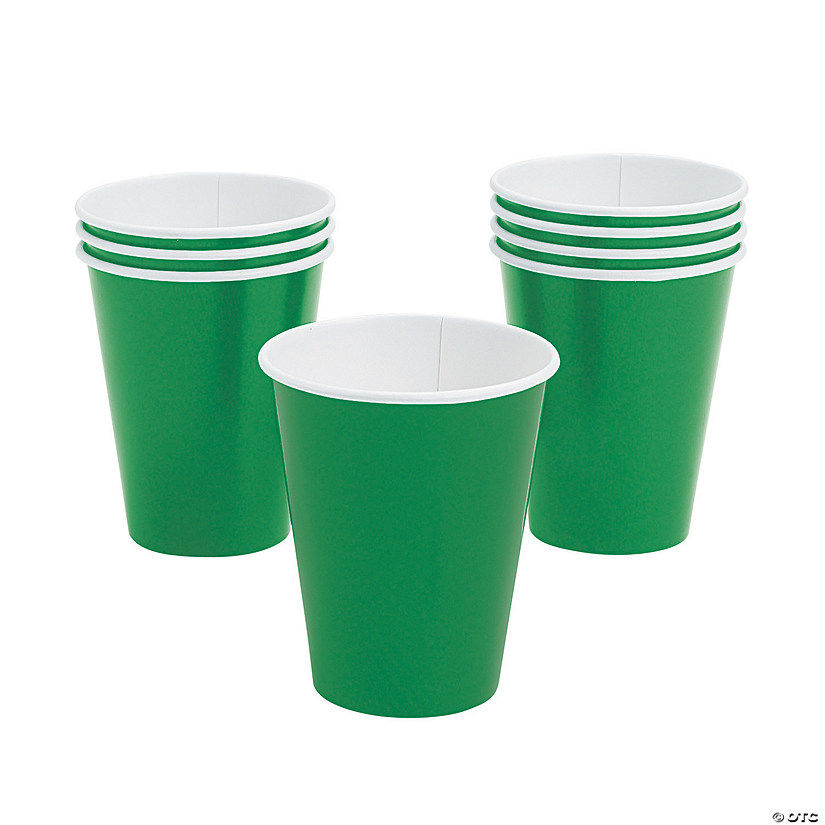 9 oz. Green Disposable Paper Cups - 24 Ct. Image