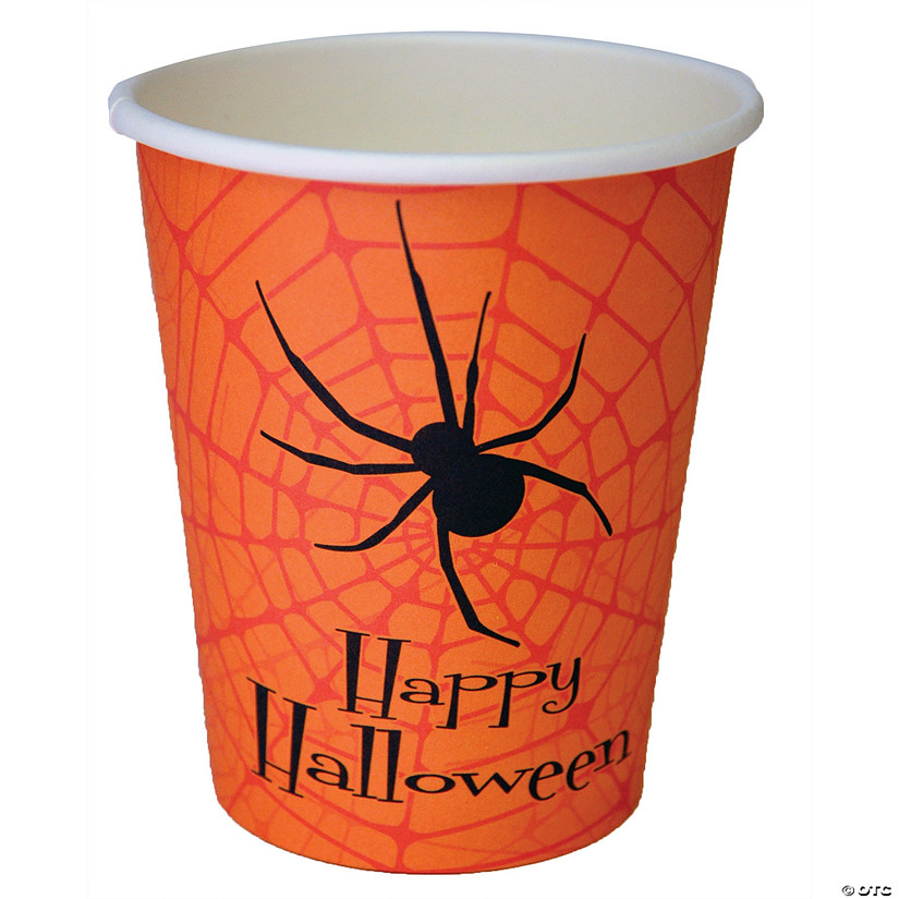 9 oz. Happy Halloween Party Spider & Web Disposable Paper Cups - 8 Ct. Image