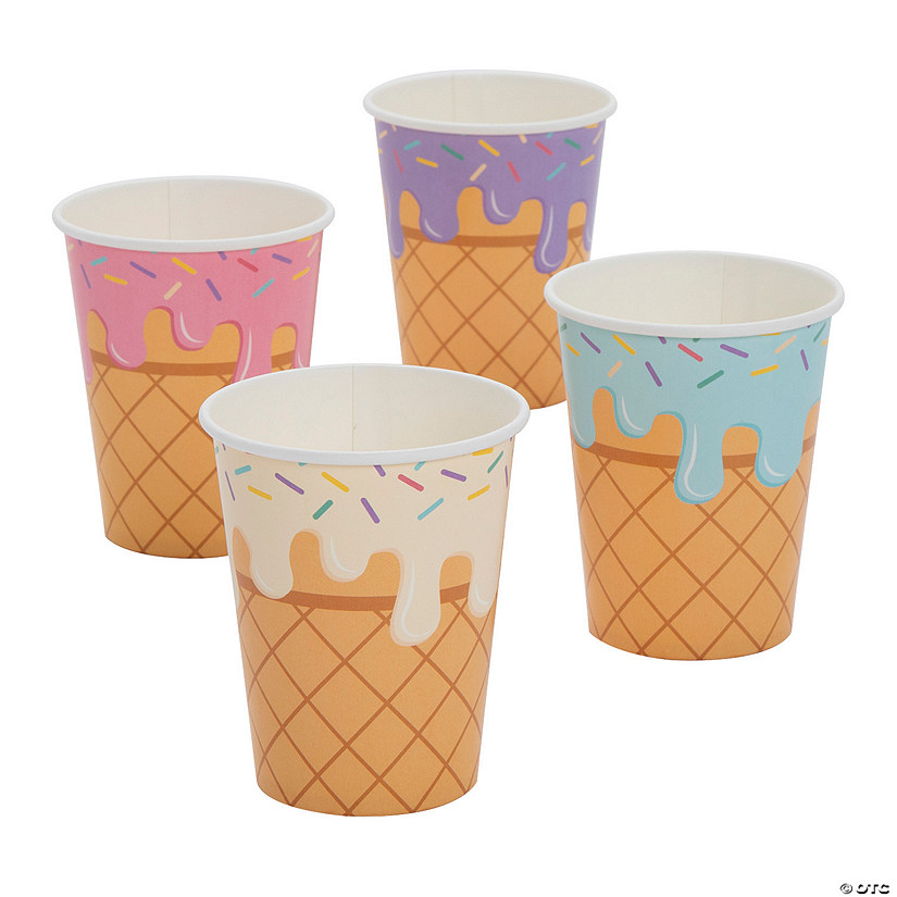 9 oz. Ice Cream Party Cones & Sprinkles Disposable Paper Cups - 8 Ct. Image