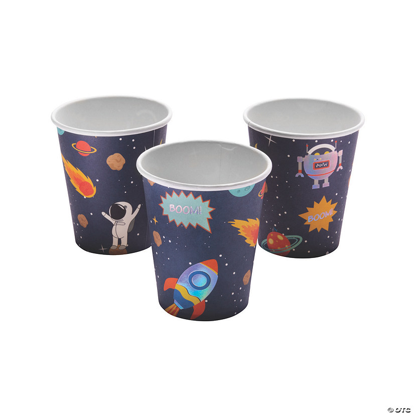 9 oz. Iridescent Out of This World Outer Space Disposable Paper Cups - 10 Ct. Image