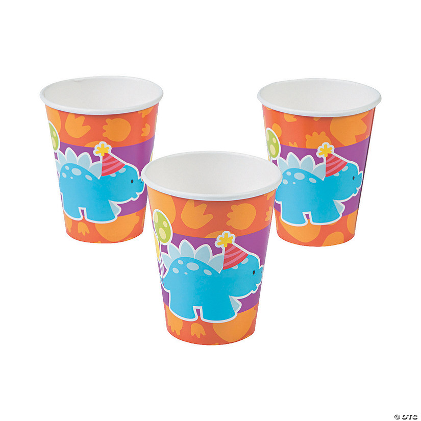 9 oz. Little Dino Stegosaurus Disposable Paper Cups - 8 Ct. Image