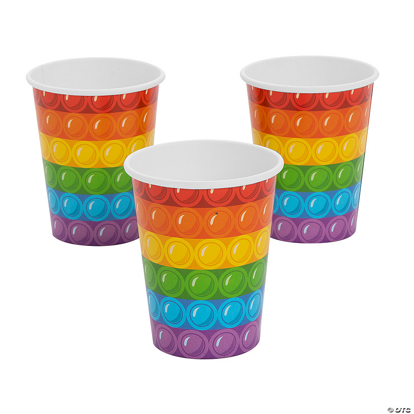 9 oz. Lotsa Pops Rainbow Color Disposable Paper Cups - 8 Ct. Image