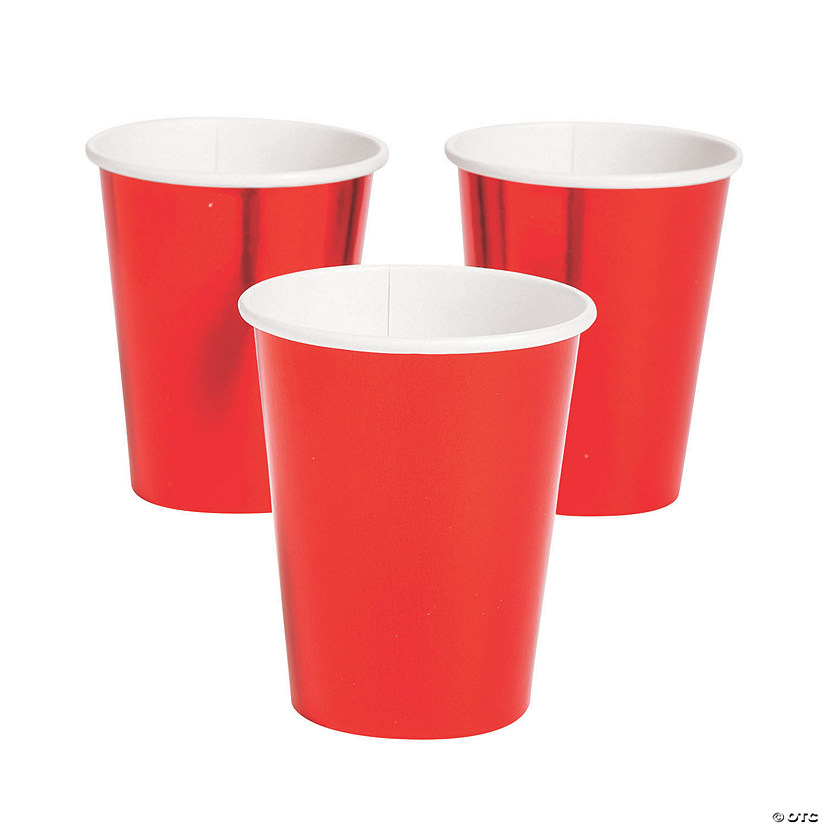 9 oz. Metallic Red Disposable Paper Cups - 24 Ct. Image