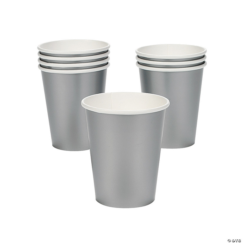 9 oz. Metallic Silver Disposable Paper Cups - 24 Ct. Image