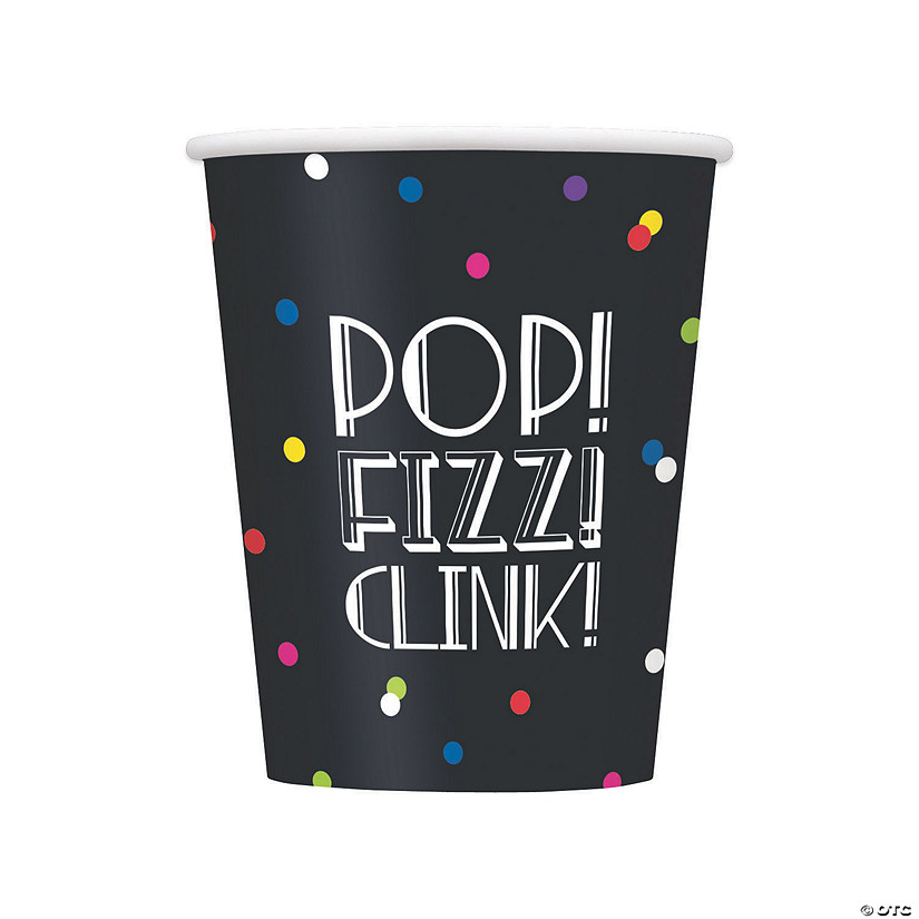 9 oz. New Year&#8217;s Eve Pop Fizz Clink Neon Dots Disposable Paper Cups - 8 Ct. Image