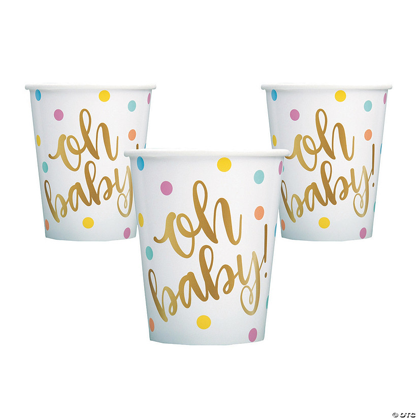 9 oz. Oh Baby Polka Dot Disposable Paper Cups - 8 Ct. Image
